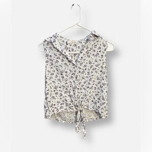 Love Notes Floral Tie-Front Blouse - White and Purple